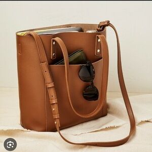 Henny + Lev‎ Everyday Tote Chic Brown Vegan Leather Shoulder Bag and pouch
